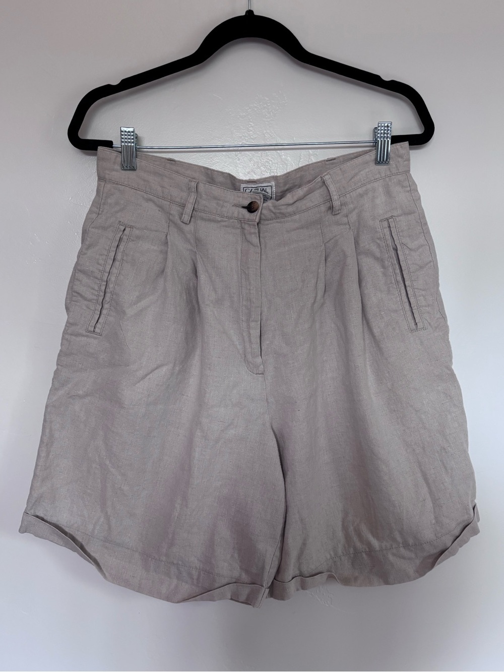 Vintage Casual Corner Linen Cotton High Rise Pleated Shorts Size 14 | a11
